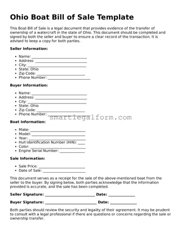 Printable Ohio Boat Bill of Sale Document
