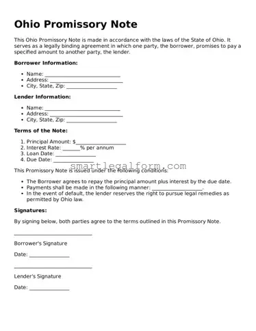 Printable Ohio Promissory Note Document