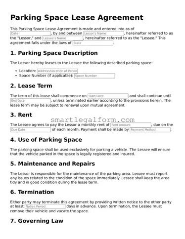 Attorney-Approved Parking Space Lease Agreement Form