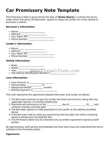 Attorney-Approved Promissory Note for a Car Form