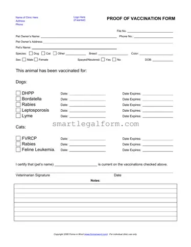 Free Proof Of Vaccination Dog Form