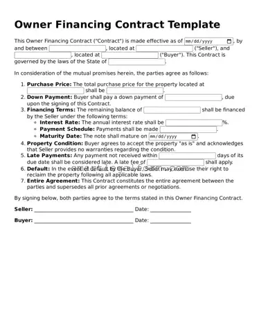 Attorney-Approved Owner Financing Contract Form
