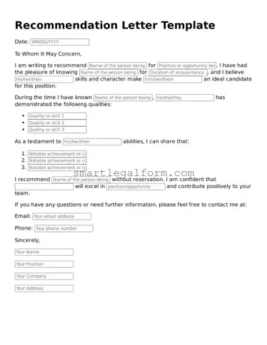 Attorney-Approved Recommendation Letter Form