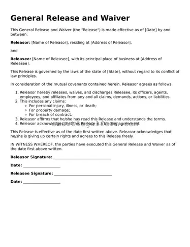 Attorney-Approved General Release and Waiver Form