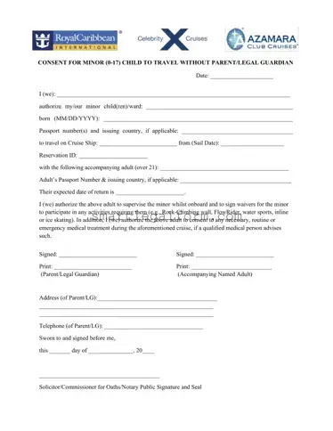 Free Royal Caribbean Parental Consent Form