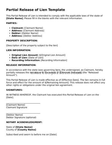 Attorney-Approved Partial Release of Lien Form