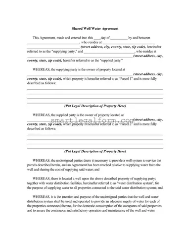 Free Shared Well Agreement Form