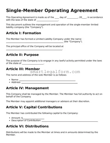 Attorney-Approved Single-Member Operating Agreement Form