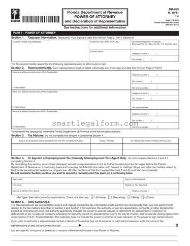 Free Tax POA dr 835 Form