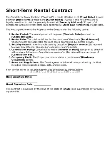 Attorney-Approved Short-Term Rental Contract Form