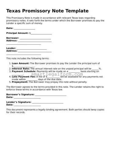 Printable Texas Promissory Note Document