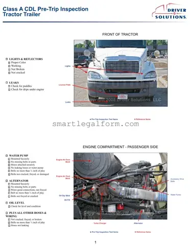 Free Pre Trip Inspection Checklist Form