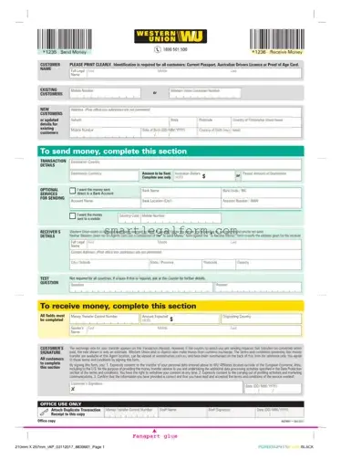 Free Western Union Form