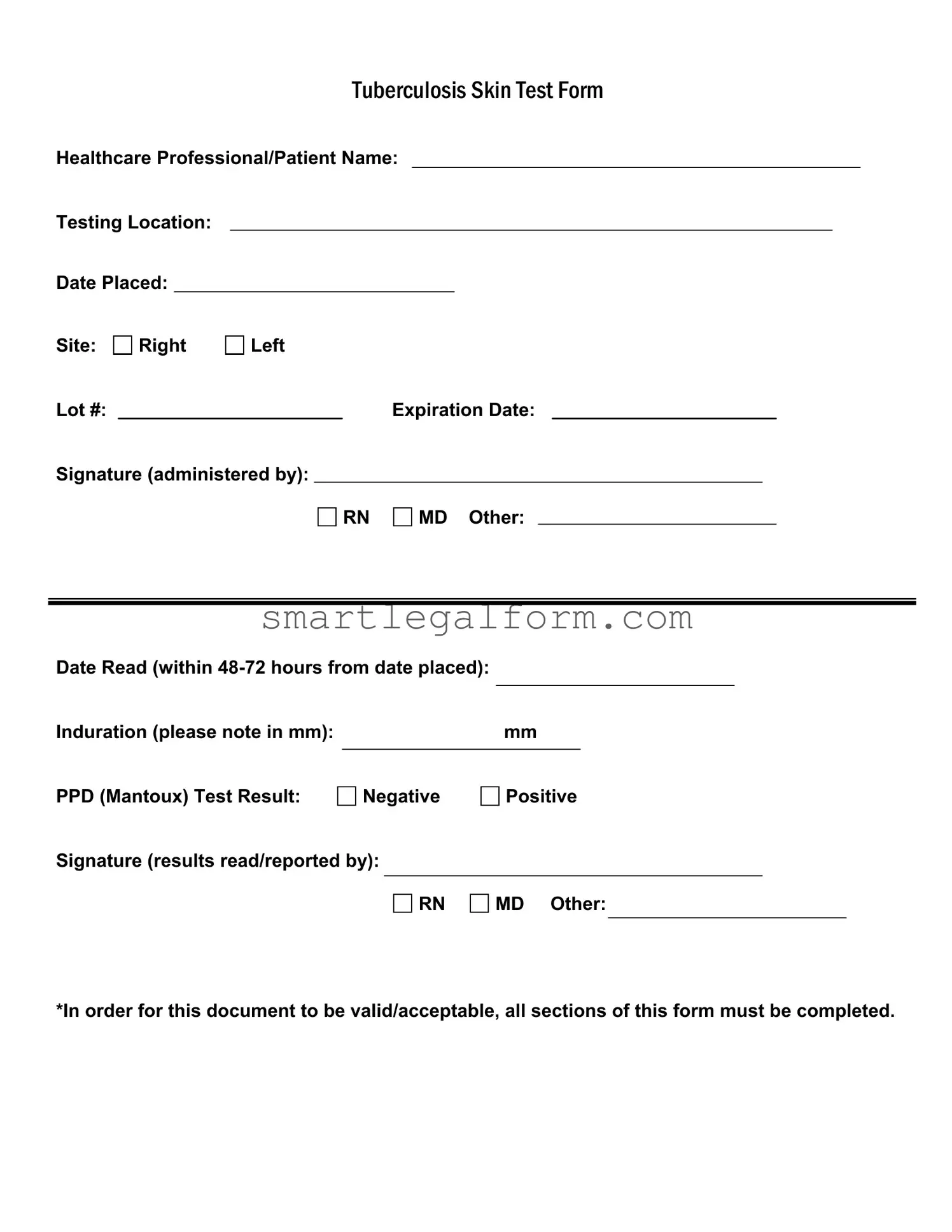 Free Tb Test Form