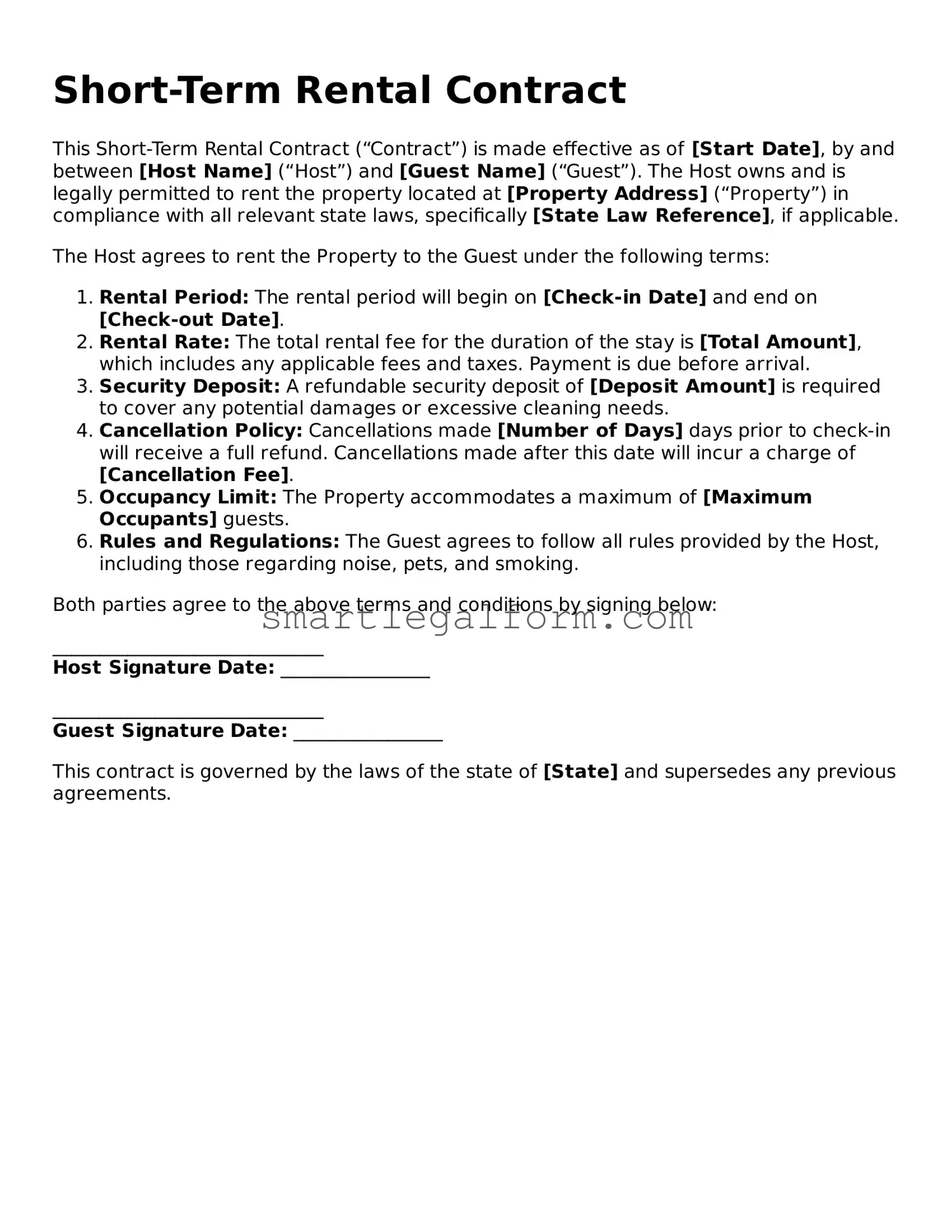Attorney-Approved Short-Term Rental Contract Form