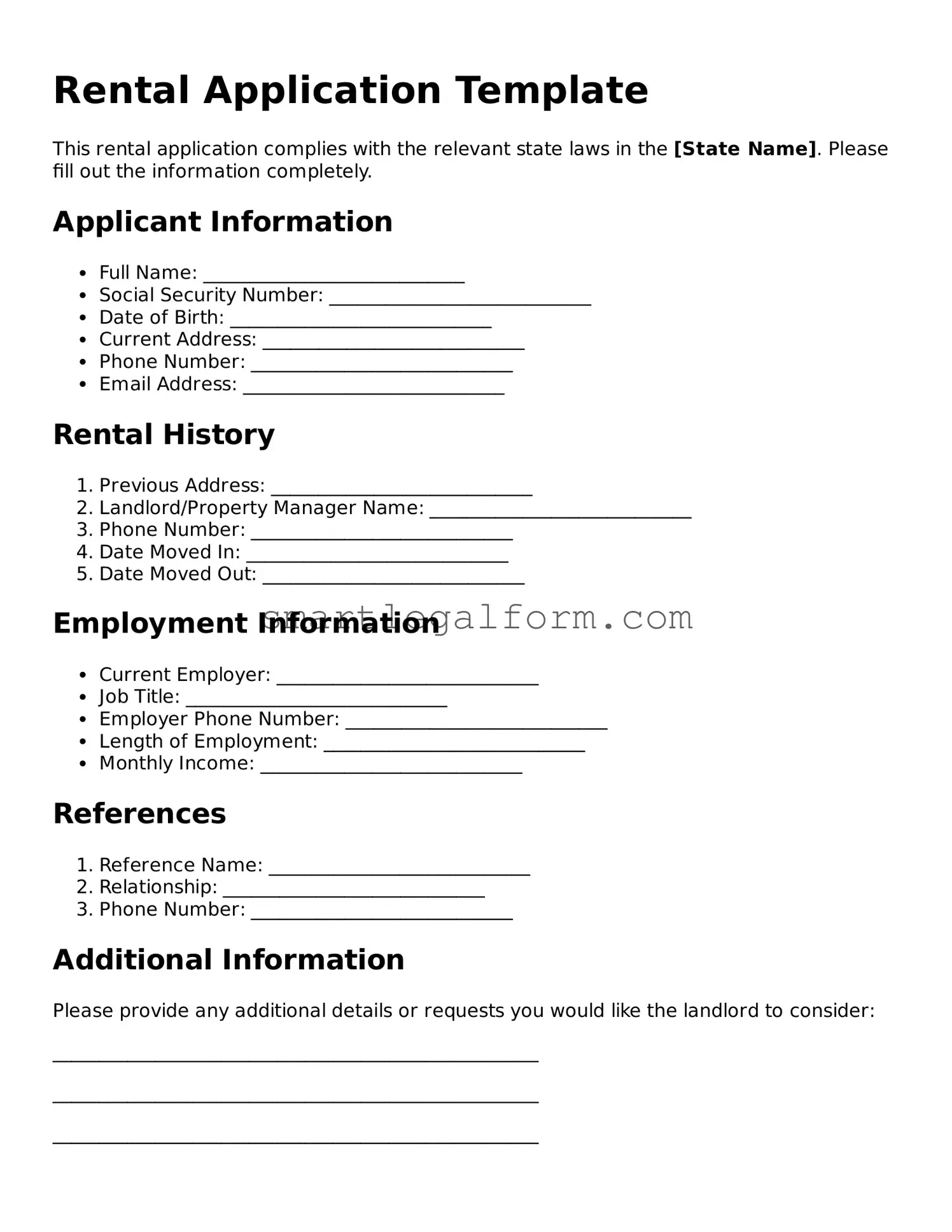 Attorney-Approved Rental Application Form