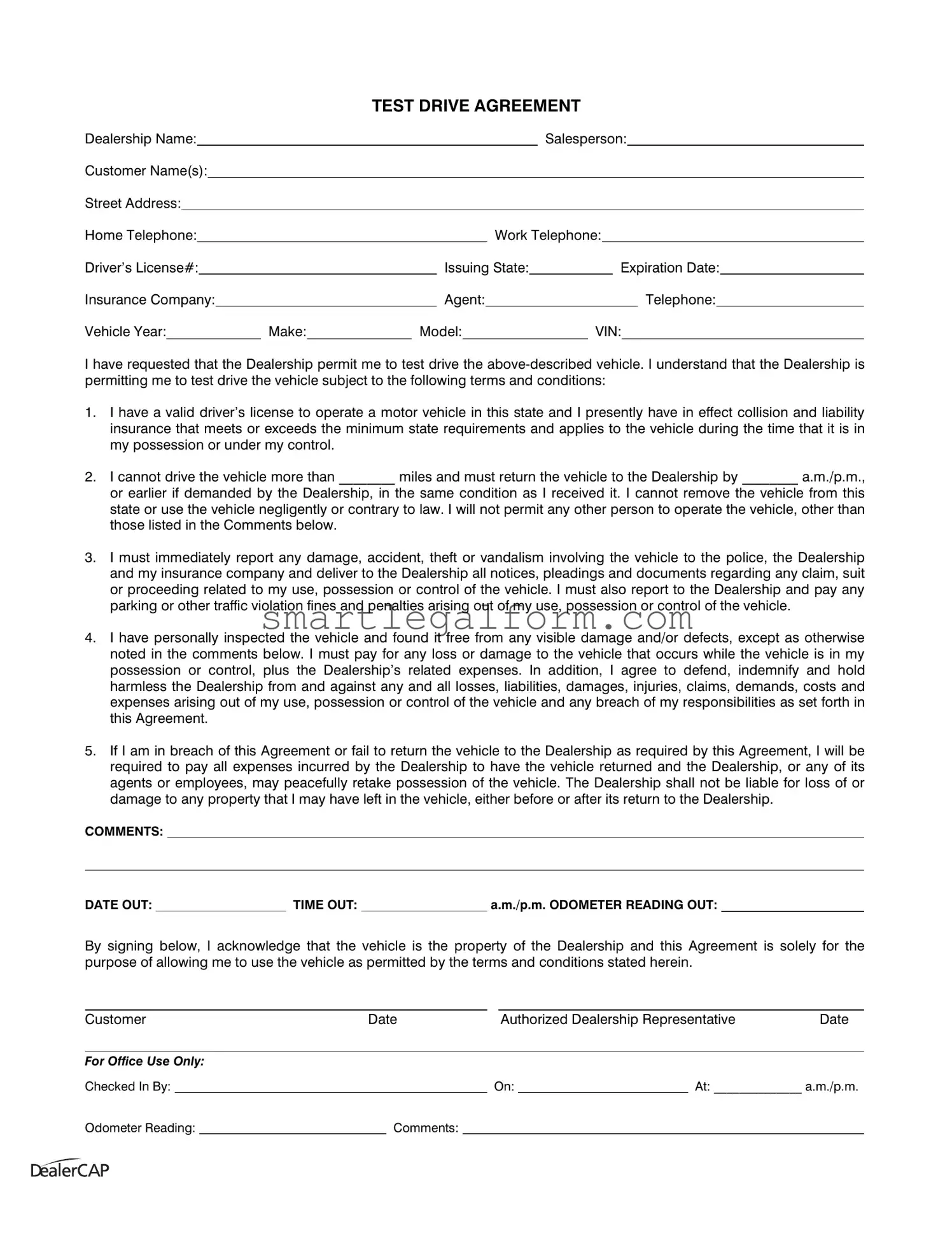 Free Test Drive Form