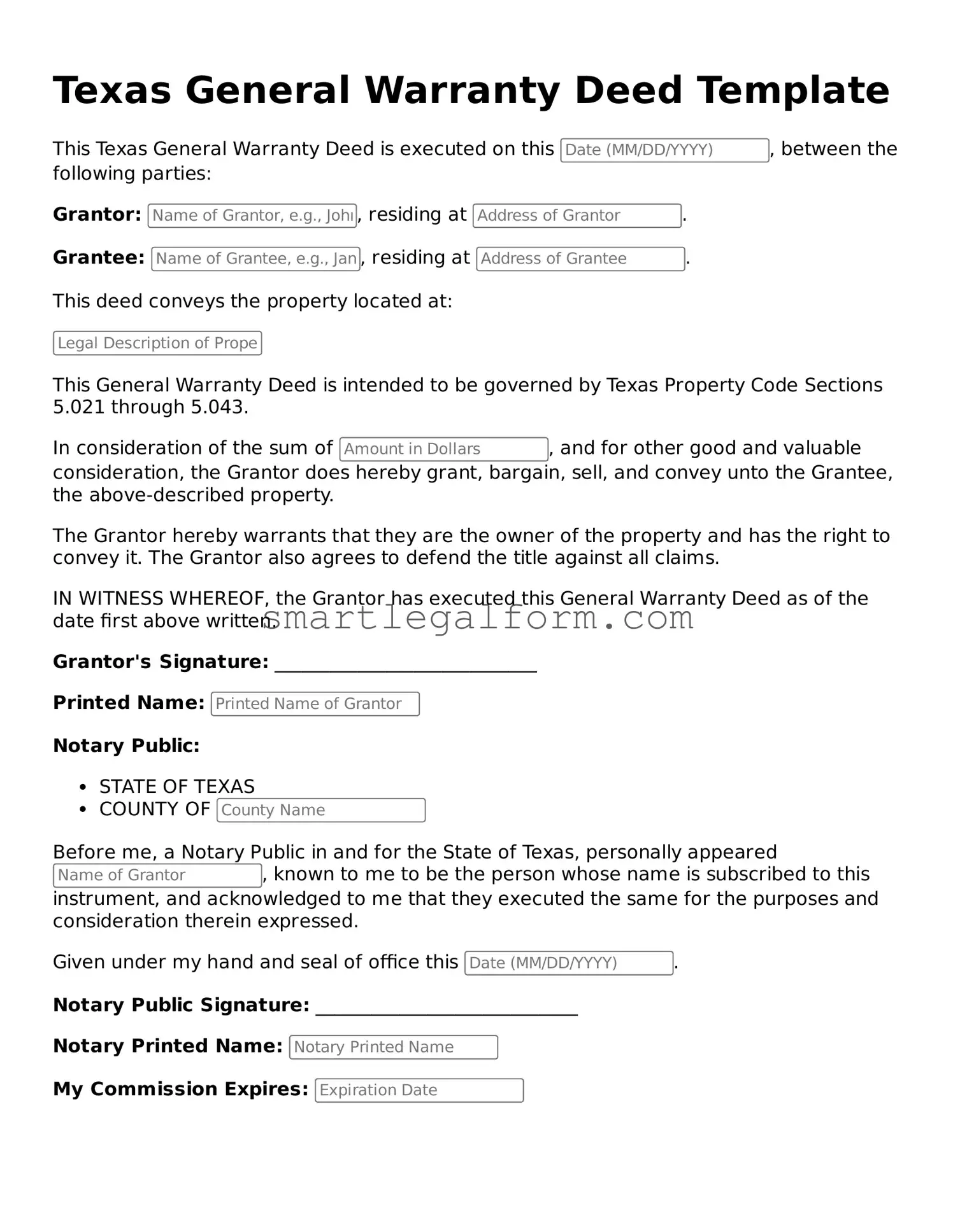 Printable Texas Deed Document