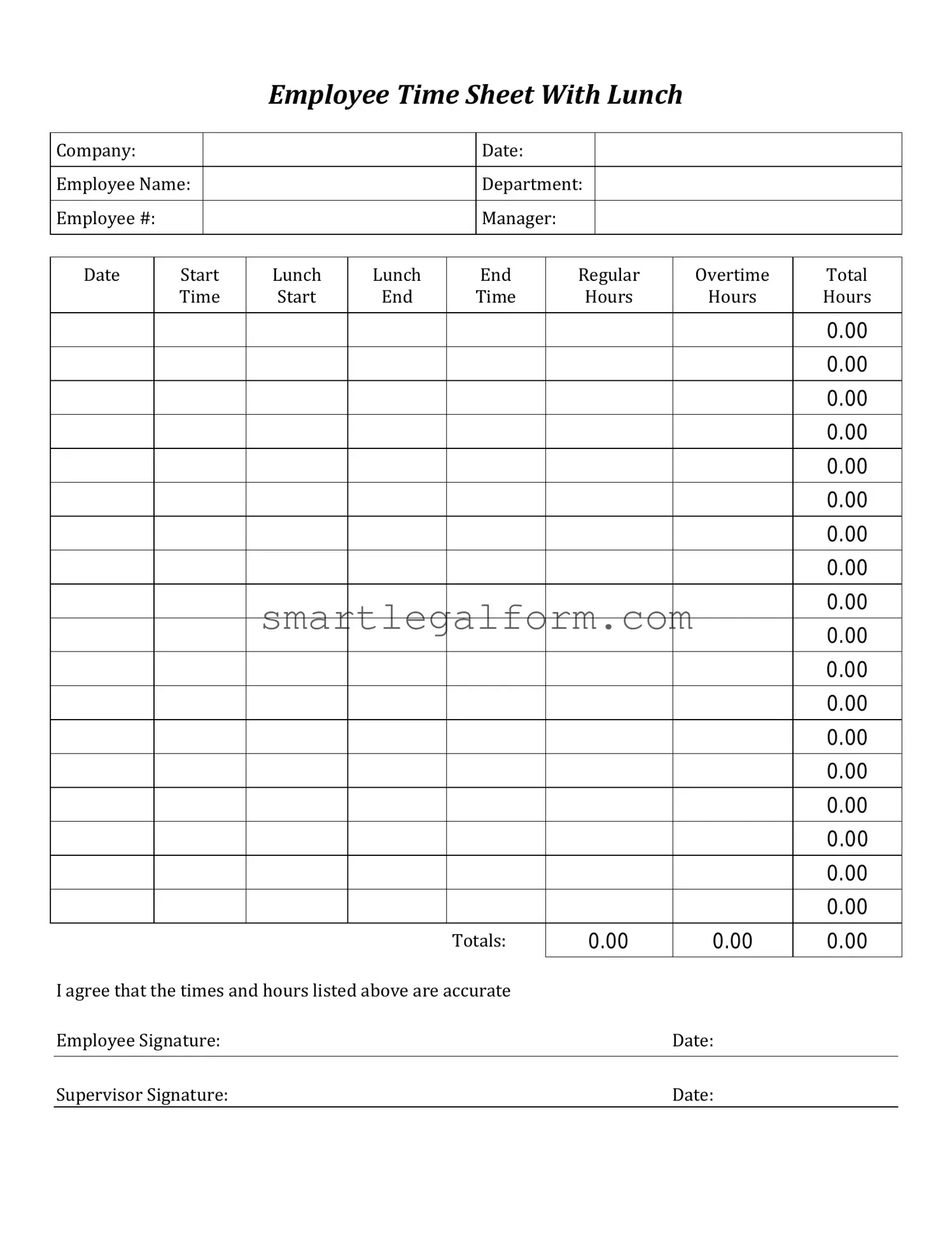 Free Time Card Form