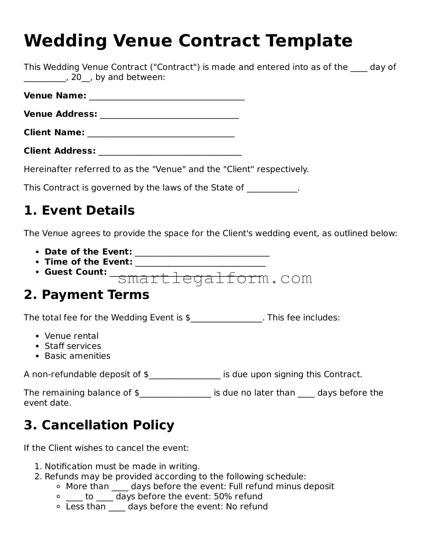 Attorney-Approved Wedding Venue Contract Form