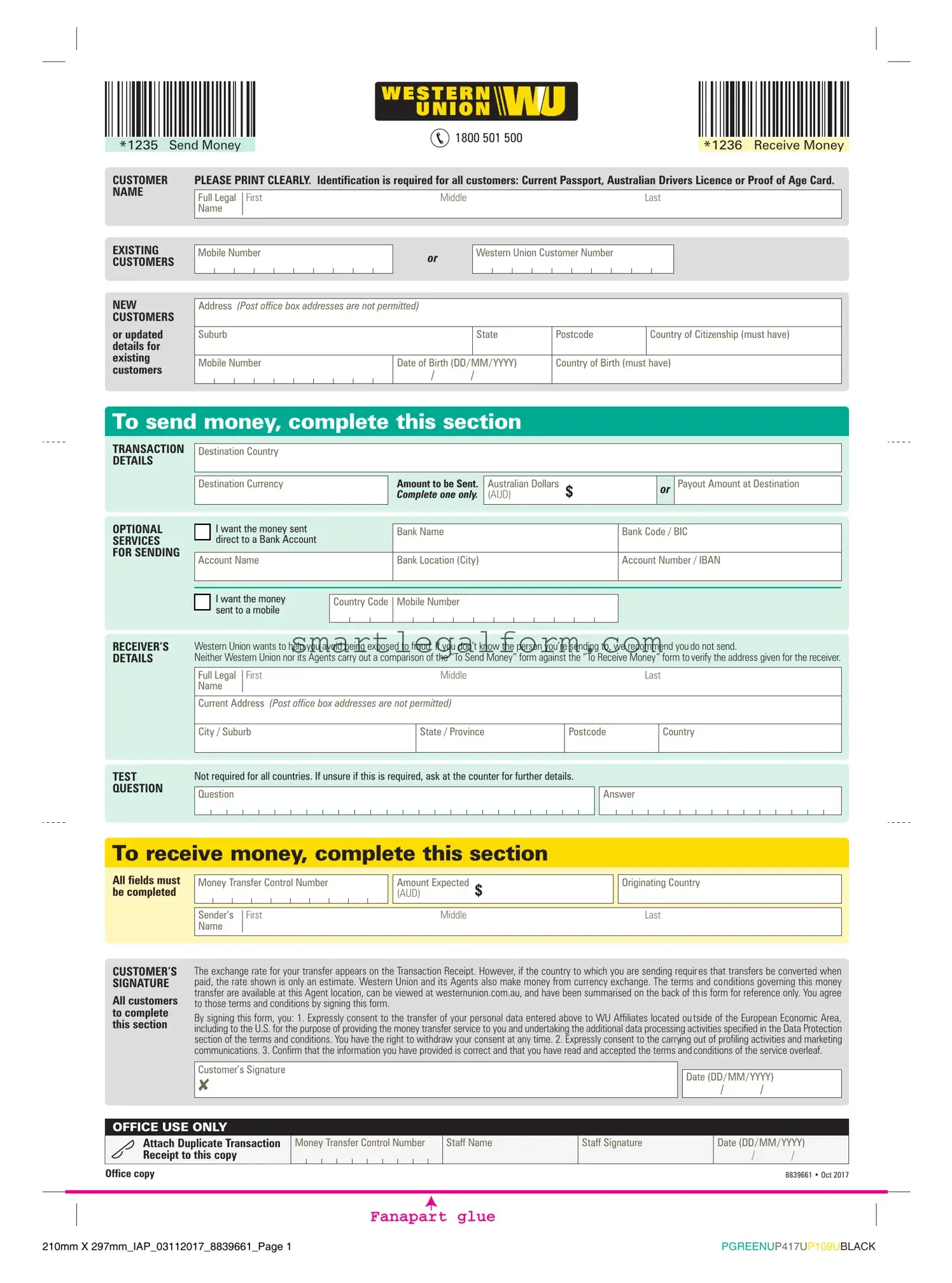 Free Western Union Form